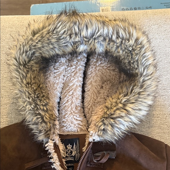 Women's Brown Faux Fur Trim Jacket - Picture 3 of 11